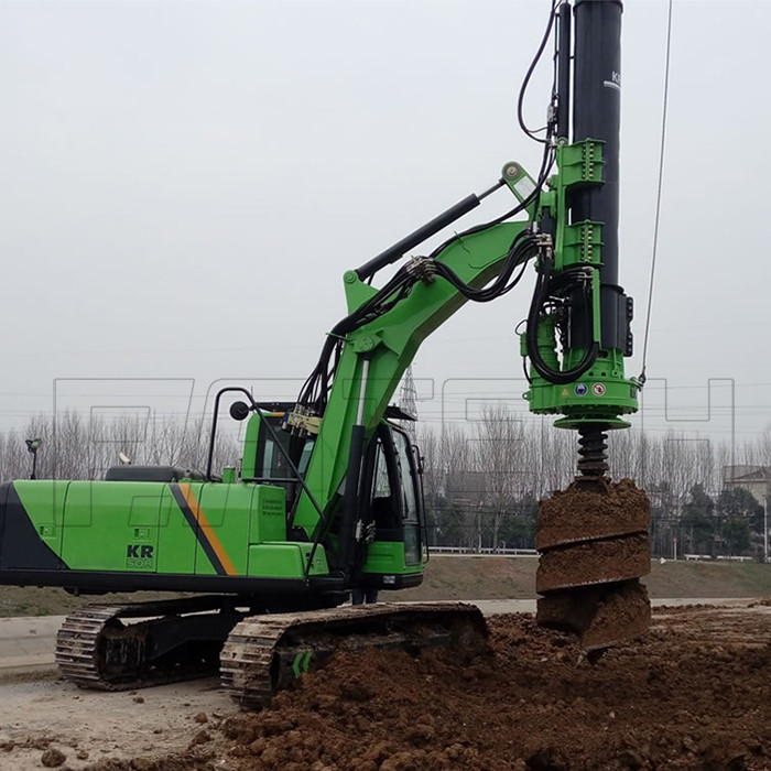 CE ISO Hydraulic Excavator Mounted Drill Rig , 14t pile drilling rig